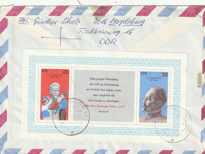 Germany DDR Registered Cover South Africa - 1977 1975 - Felix Dzierzinkis Traffic Safety