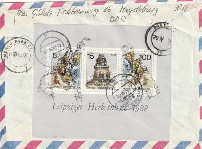 Germany DDR Registered Cover South Africa - 1988 1987 - Leipzig Autumn Fair 50th Anniversary of Ber