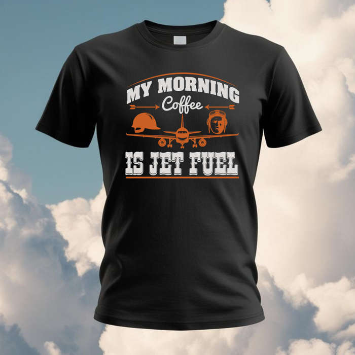 THE SKY IS THE LIMIT - My morning coffee is jet fuel - Unisex Crew Neck Tee
