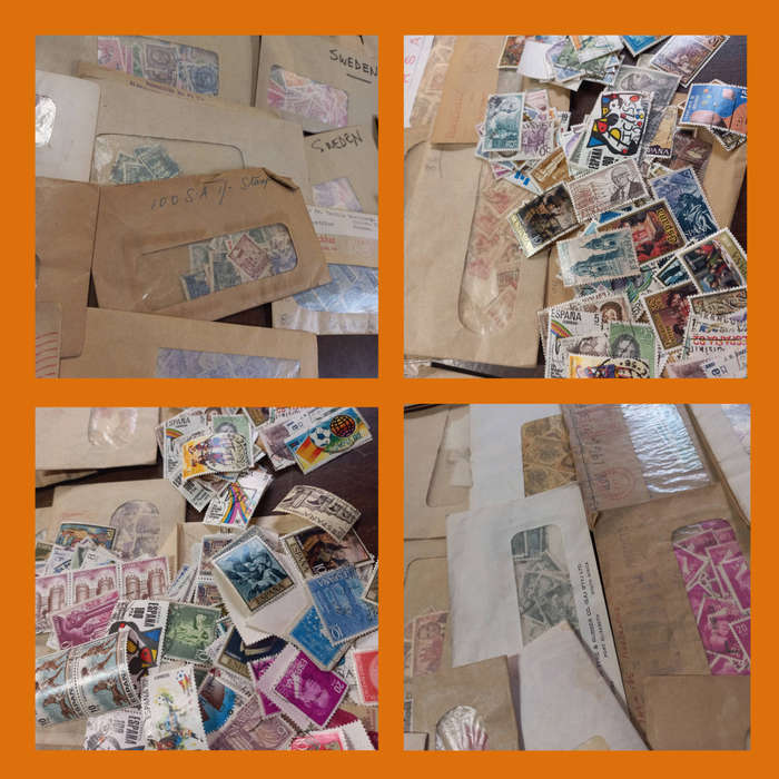 World Stamps in Envelopes Off Paper Strong Spain and Sweden to 1970s