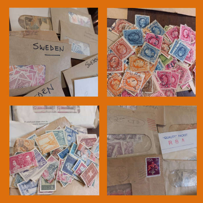 World Stamps in Envelopes Off Paper Strong Spain and Sweden to 1970s