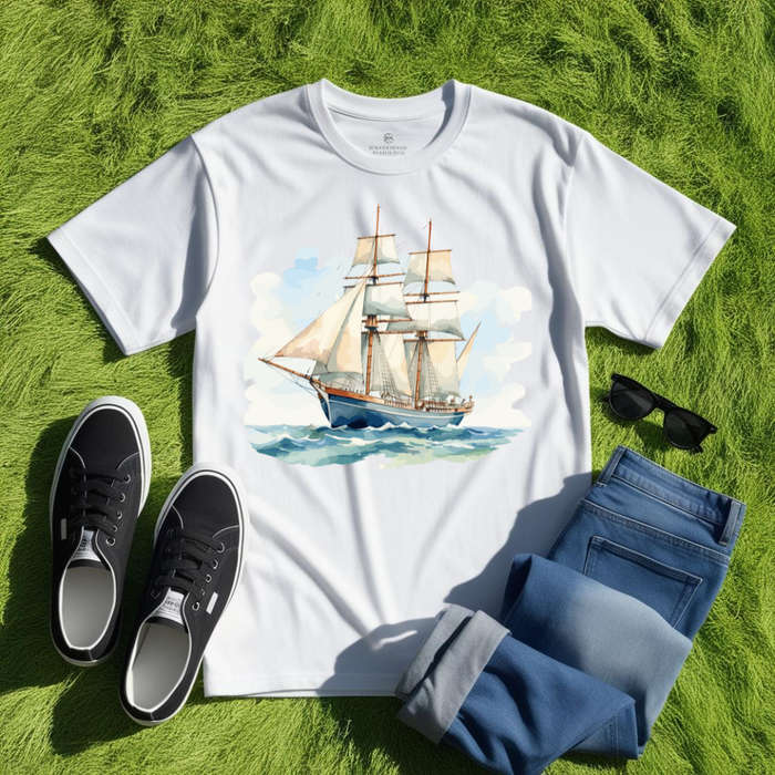 SAILBOAT SERENITY - Nautical Dawn - Unisex Crew Neck Tee