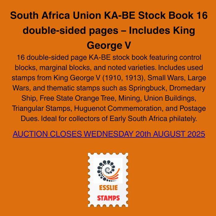 South Africa Union KA-BE Stock Book 16 double-sided pages  Includes King George V