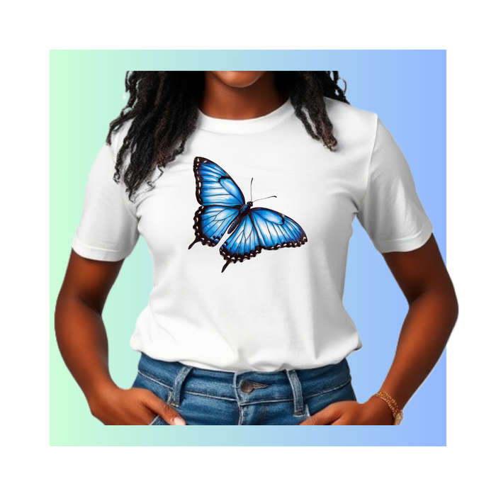 Not The ZOO - Natures Winged Gem - Blue Morpho Butterfly - Unisex Crew Neck Tee