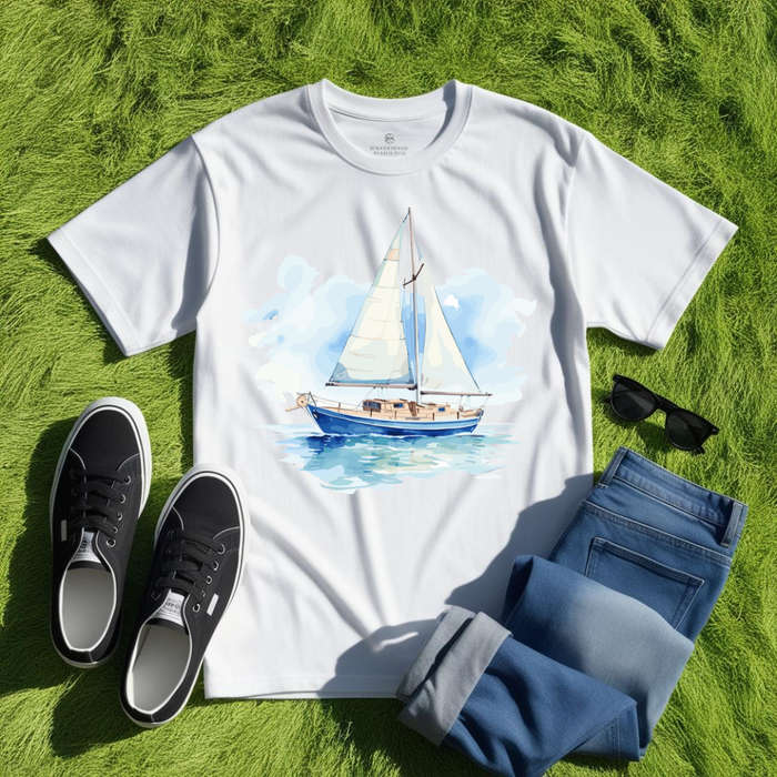 SAILBOAT SERENITY - Sailor's Solace - Unisex Crew Neck Tee