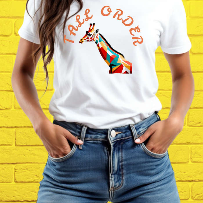 Giraffe T-shirt, Tall Order Tee, Cute Animal Shirt, Wildlife Graphic Top, Na - Unisex Crew Neck Tee