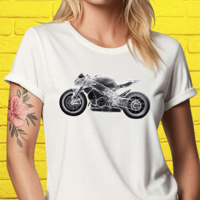 BLUE PRINT - Motorbike design engineering blueprint Sophisticated Modern - Unisex Crew Neck Tee