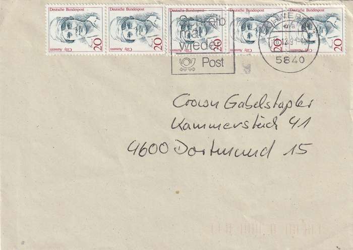 Germany Federal Cover - 1986 - Famous Women Cilly Aussem