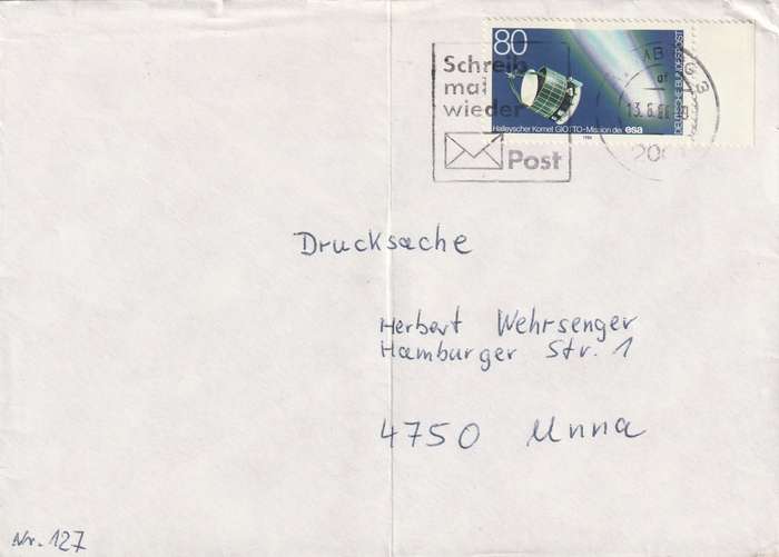 Germany Federal Cover - 1986 - Halley Halley's Comet Slogan Schreib Mal Wieder Post