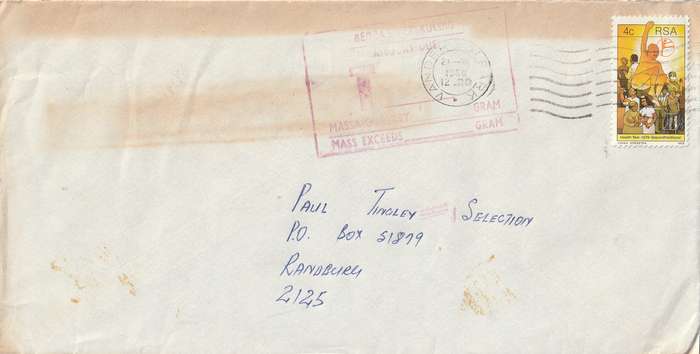 South Africa Cover - 1979 1980 - Health Year Insufficient Postage