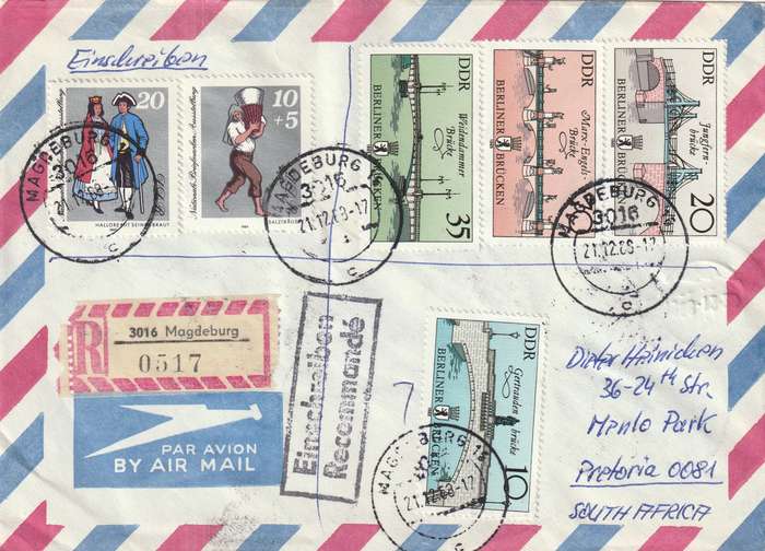 Germany DDR Cover Einschreiben Registered - 1987 1988 - Young Pioneers Congress Workers Games Bridg