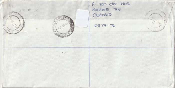 Namibia Cover Registered - 1993 1995 - Butterflies Finish Mission