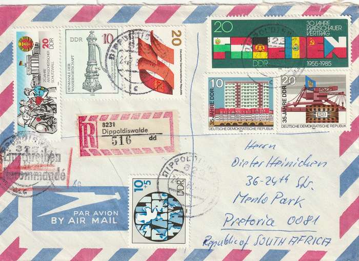 Germany DDR Cover Einschreiben Registered - 1984 1985 - Trade Unions Warsaw Treaty Youth and Studen