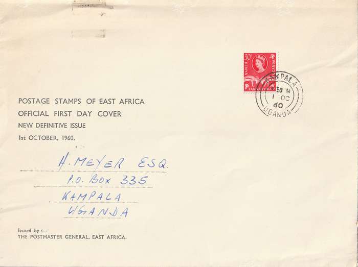 Kenya Uganda Tanganyika FDC - 1960 - Definitive
