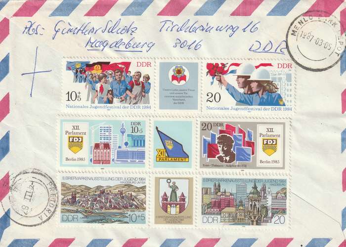 Germany DDR Cover Einschreiben Registered - 1984 1985 1986 - Thalmann UN United Nations Peace Year