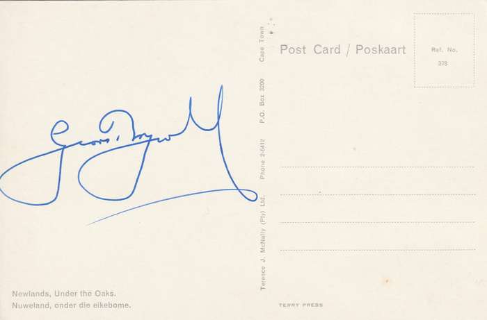 Post Card South Africa Cricket Newlands under the Oakes Signed Geoffrey Boycott Sports