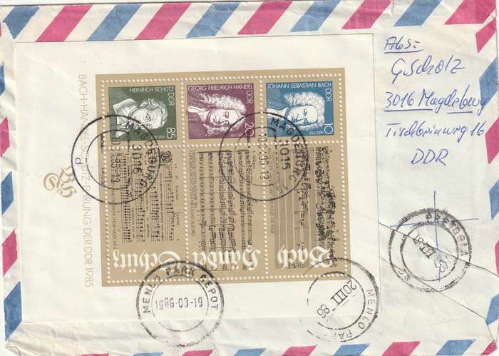 Germany DDR Cover Einschreiben Registered - 1984 1985 - Leipzig Fair Art Berlin Museum Bach Handel