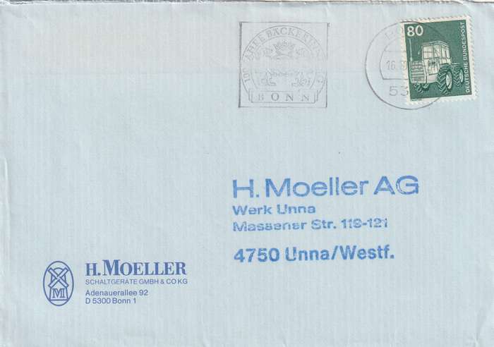 Germany Berlin on Cover - 1975 1986 - Industry and Technology Tractor Backerinneng Bonn
