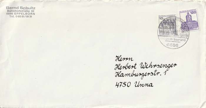 Germany on Cover - 1977 1979  - Castle Type Glucksburg Charlottenburg Saarland
