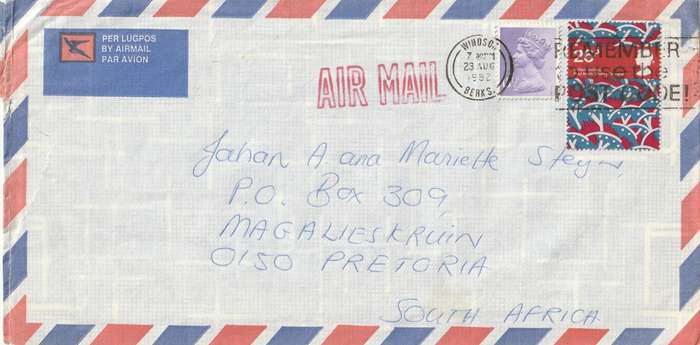 Great Britain Cover - 1982 - Textile Designs Cherry Orchard Machins Windsor Slogan Remember