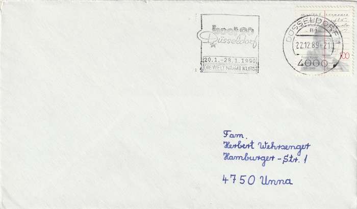 Germany Federal Cover - 1989 - Franz Xaver Slogan Boot 90 Dusseldorf Die Welt Nimmt Kurs