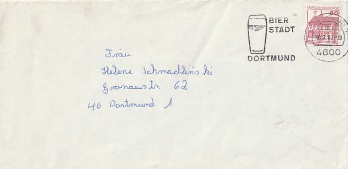 Germany on Cover - 1979 1982 - Castle Type Rheydt Slogan Bier Stadt Dortmund Beer