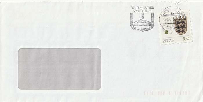Germany on Cover - 1992 - Slogan Dortmunder Braukunst Bier Beer Coats of Arms COA Baden-Wurttemberg