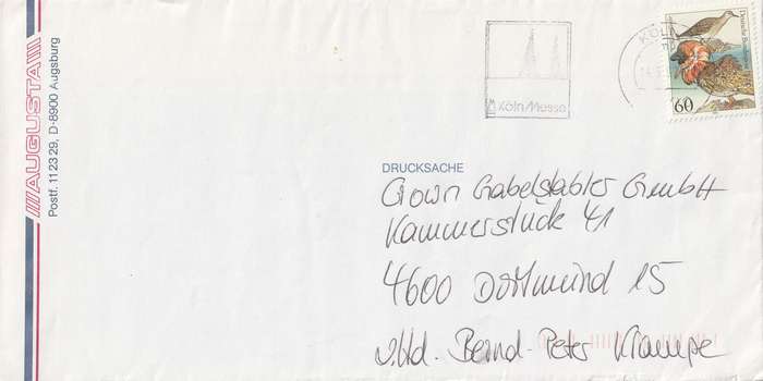 Germany on Cover - 1991 - Sea Birds Kampflaufer Philomachus pugnax Slogan Koln Messe