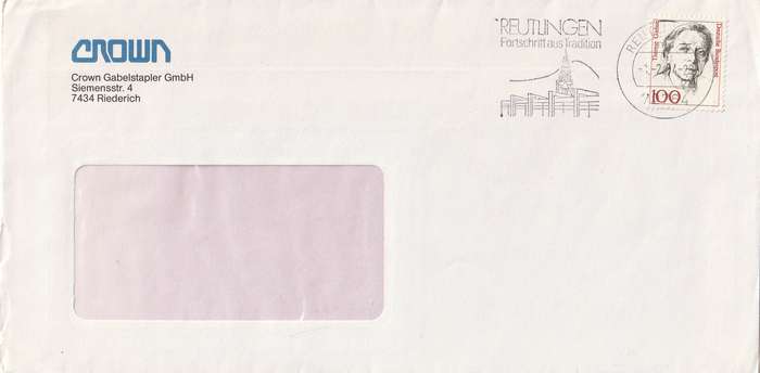 Germany Cover - 1986 - Famous Women Type Therese Giehse Actress Slogan Reutlingen