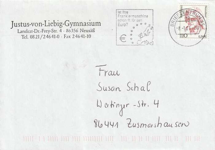 Germany Cover - 1986 1992 - Famous Women Type Kate Strobel Slogan Frankiermaschine Euro