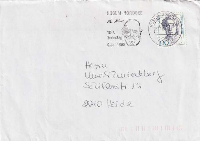 Germany Cover - 1986 - Famous Women Type Lise Meitner Slogan Husum Nordsee