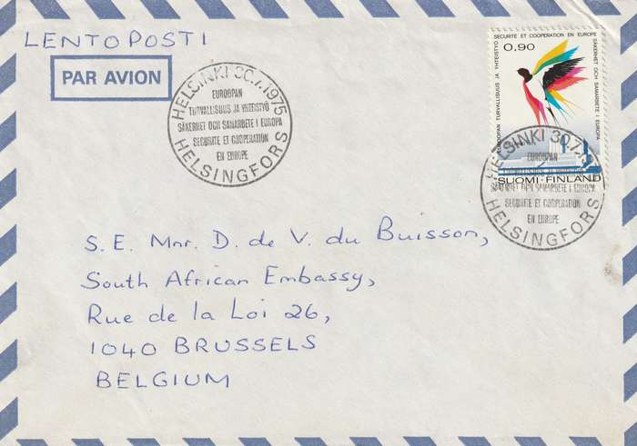 Finland Cover FDC - 1975 - European Security and Cooperation Conference Helsinki Birds Swallows
