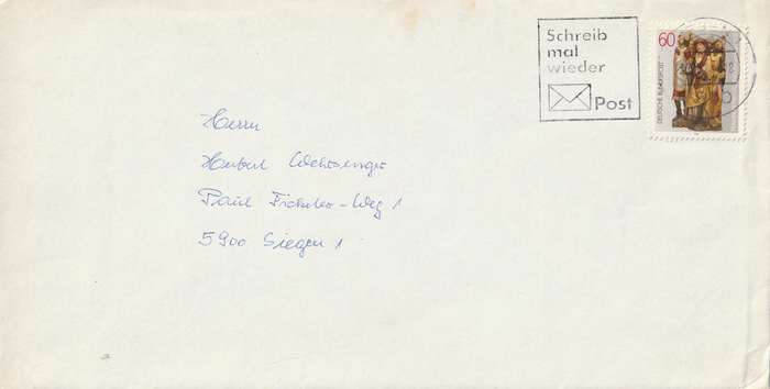 Germany Cover - 1981 - Tilman Riemenschneider Slogan Schreib mal wieder