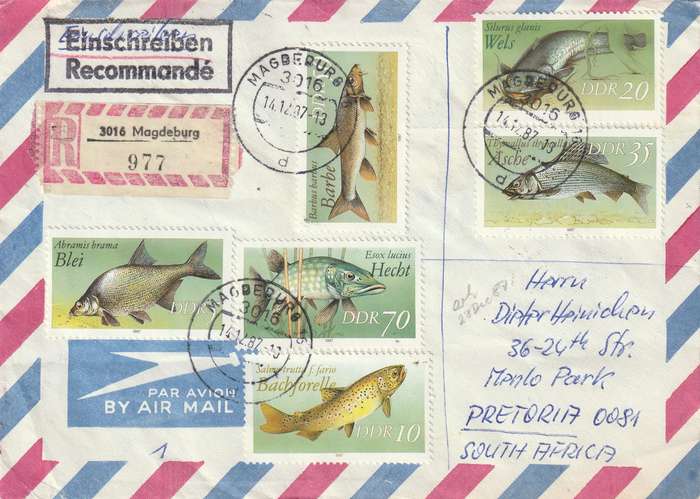 Germany DDR Cover Registered Einschreiben - 1987 - Freshwater Fish
