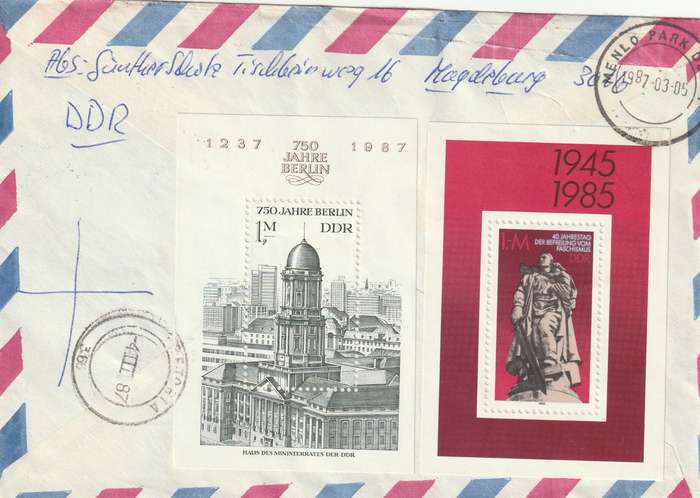Germany DDR Cover Registered Einschreiben - 1985 1987 1983 - Liberation from Fascism Berlin von Ste