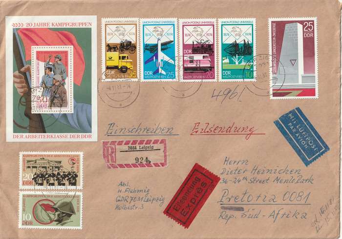 Germany DDR Cover Registered Einschreiben - 1973 1974 - Centenary UPU Memorial Langenstein Zwieberg