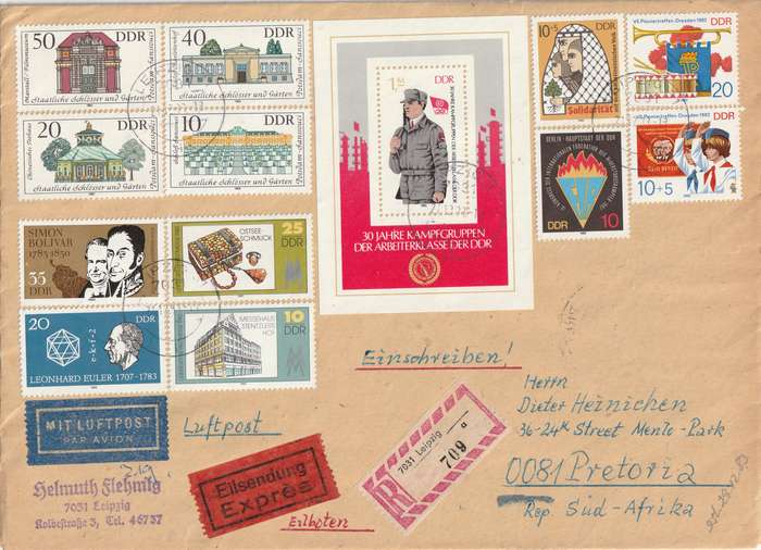 Germany DDR Cover Registered Einschreiben - 1983 - Bolivar Working-Class Brigade Autumn Palestinian