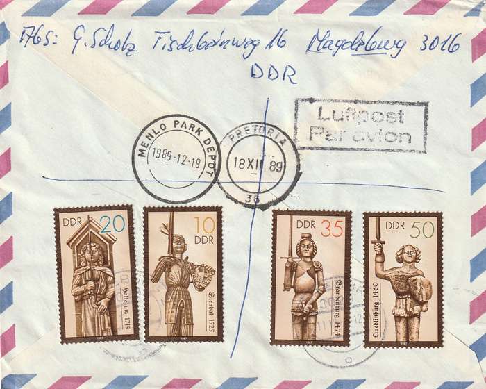 Germany DDR Cover Einschreiben Registered - 1987 1988 - Paintings Max Lingner Statues of Roland