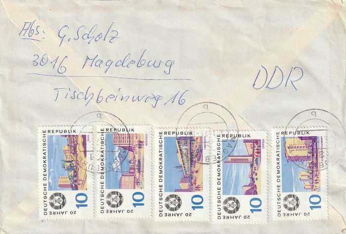 Germany DDR Cover Einschreiben Registered - 1969 - Views of Cities 20th Anniversary