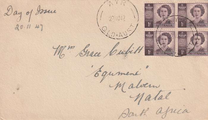 Australia Cover FDC - 1947 - Princess Elizabeth