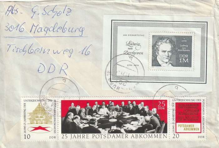 Germany DDR Cover Einschreiben Registered - 1970 - Beethoven Ethnological Museum American British a