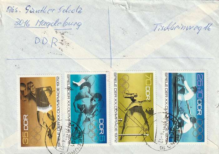 Germany DDR Cover Einschreiben Registered - 1971 1972 Summer Olympics Olympic Committee
