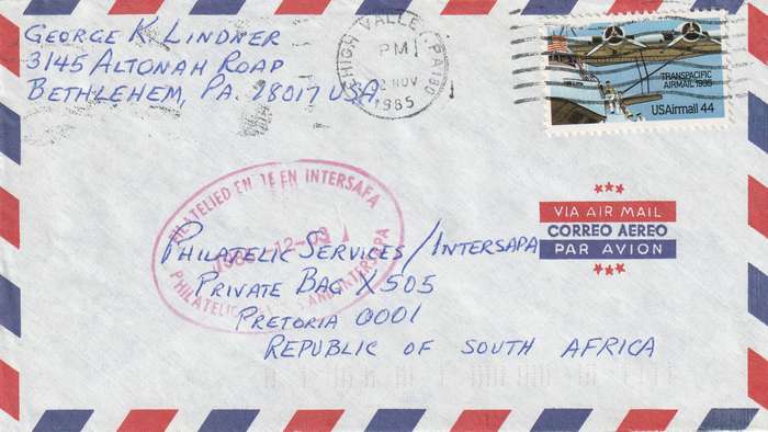 United States USA Cover - 1985 - Transpacific Airmail Air Mail Aviation