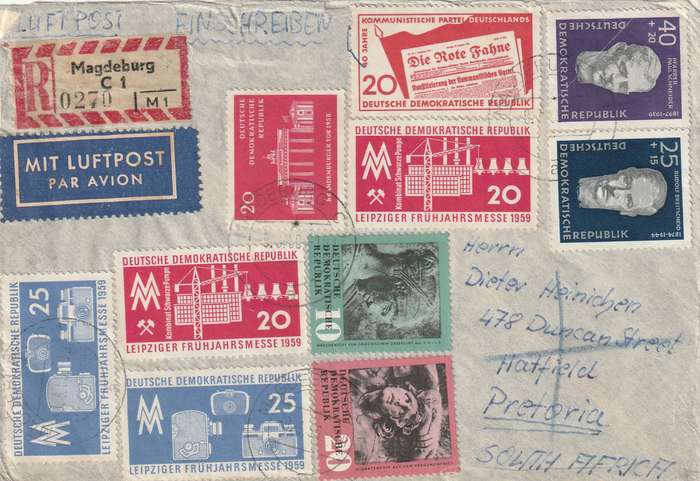 Germany DDR Cover Einschreiben Registered - 1959 - Leipzig Fair Schneider Breitscheid Democratic Ci