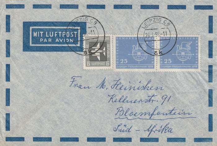 Germany DDR Cover - 1957 1958 - Leipzig Fair Airmail