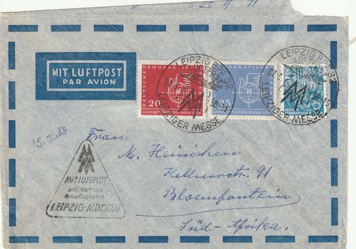 Germany DDR Cover - 1958 - Leipzig Fair Airmail Messeflughafen