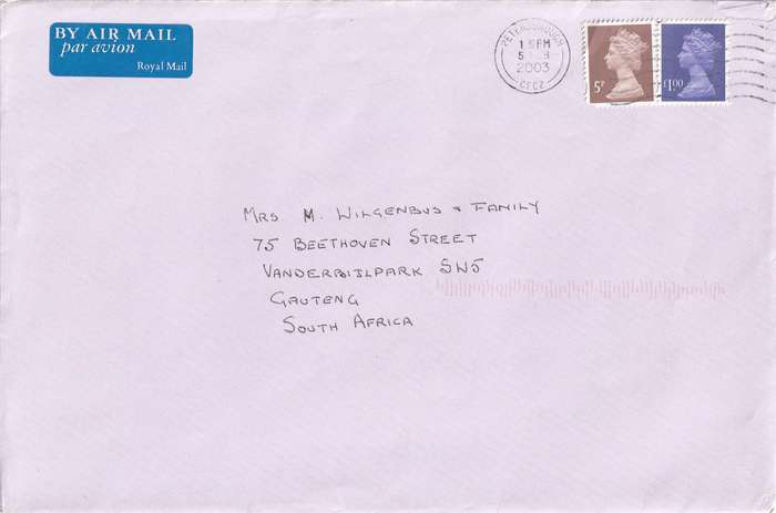 Great Britain Cover - 2003 Machins 5p 1 PETERBOROUGH