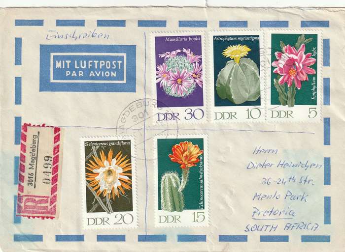 Germany DDR Cover Einschreiben Registered - 1970 - Flowering Cactus Plants Flowers Flora Fairy Tale