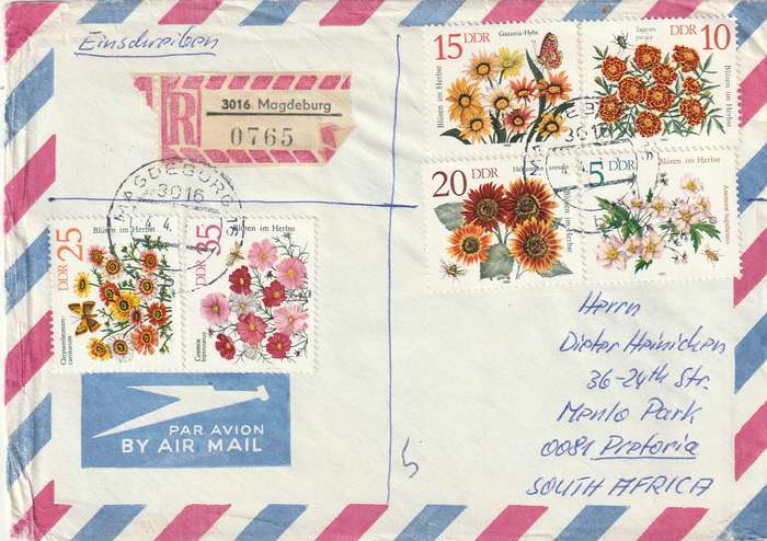 Germany DDR Cover Einschreiben Registered -1980 1981 1982- Autumn Flowers Railroads Railway Trains