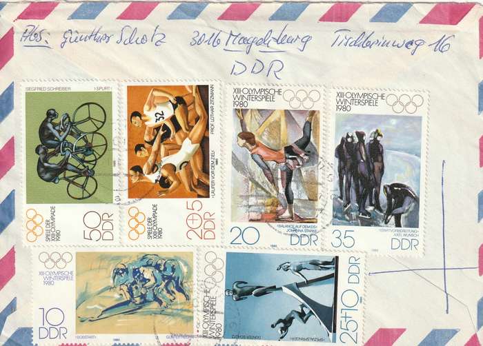Germany DDR Cover Einschreiben Registered - 1980 - Winter Olympic Games Summer Olympic Games